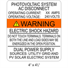 4" x 4.5" | Photovoltaic System AC Disconnect | Solar Spec Sign