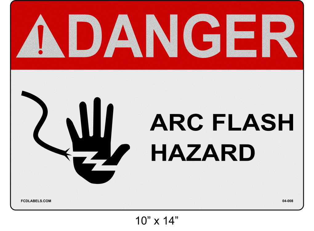 Reflective 10" x 14" | ANSI Danger Arc Flash Hazard | Hand Symbol