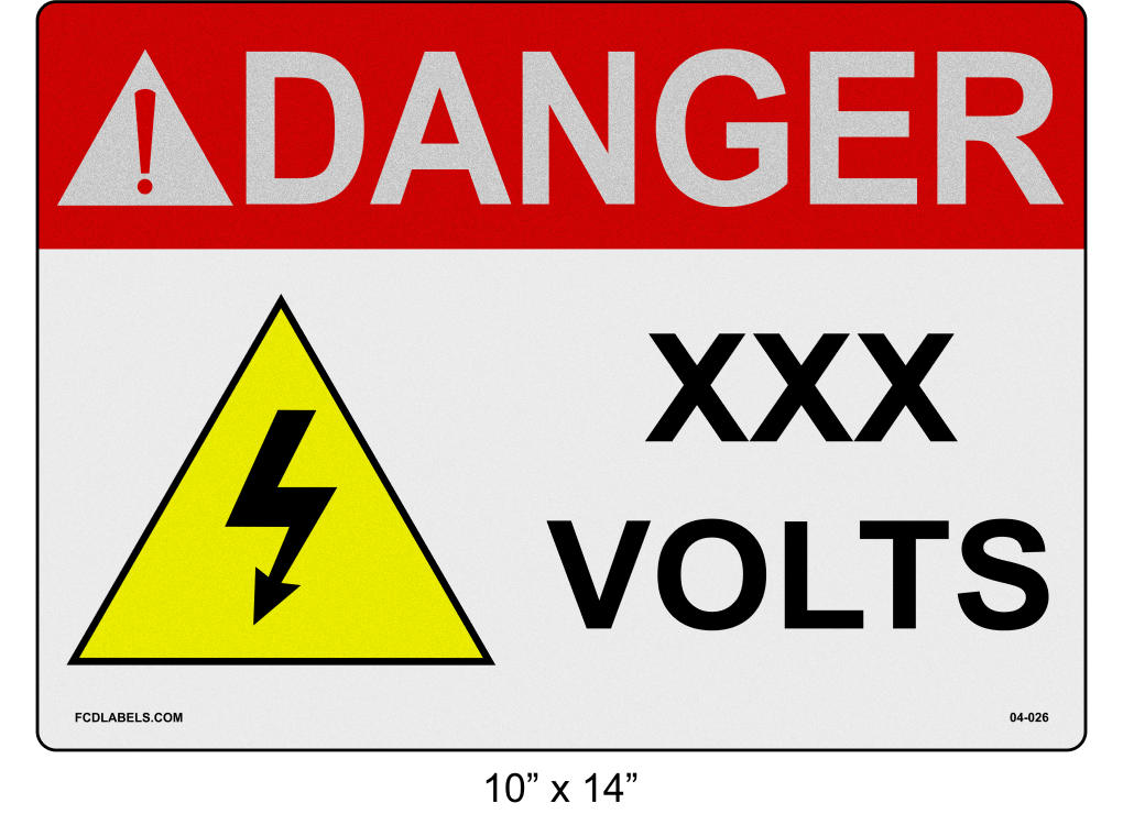 Reflective 10" x 14" | Danger ___ Voltage | ANSI Labels