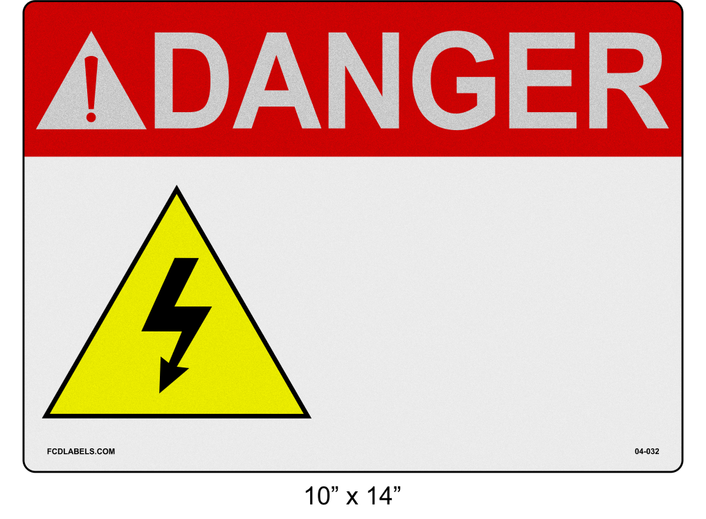Custom Reflective 10" x 14" | ANSI Danger Label | Electrical Voltage