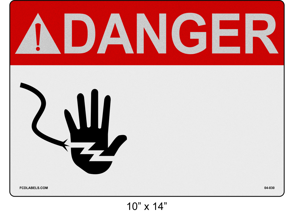 Custom Reflective 10" x 14" | ANSI Warning Label | Hand Symbol