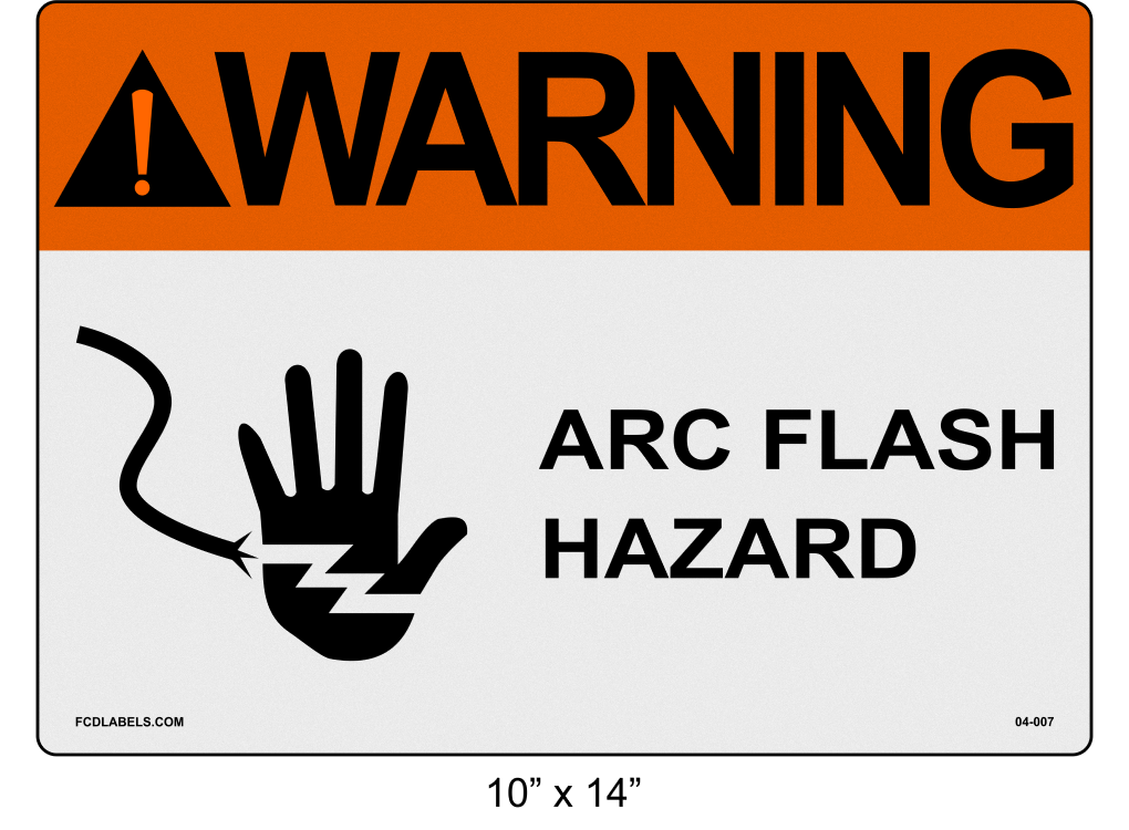Reflective 10" x 14" | ANSI Warning Arc Flash Hazard | Hand Symbol