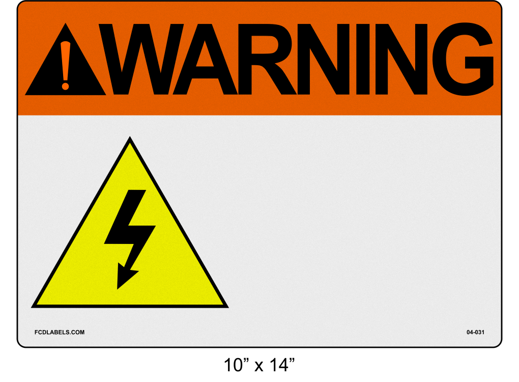 Custom Reflective 10" x 14" | ANSI Warning Label | Electrical Voltage