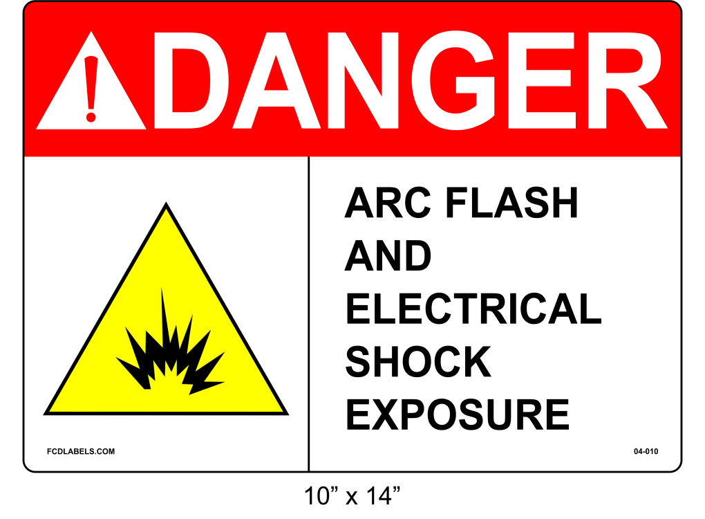 10" x 14" | ANSI Danger Arc Flash and Electrical Shock Exposure | Shock Symbol