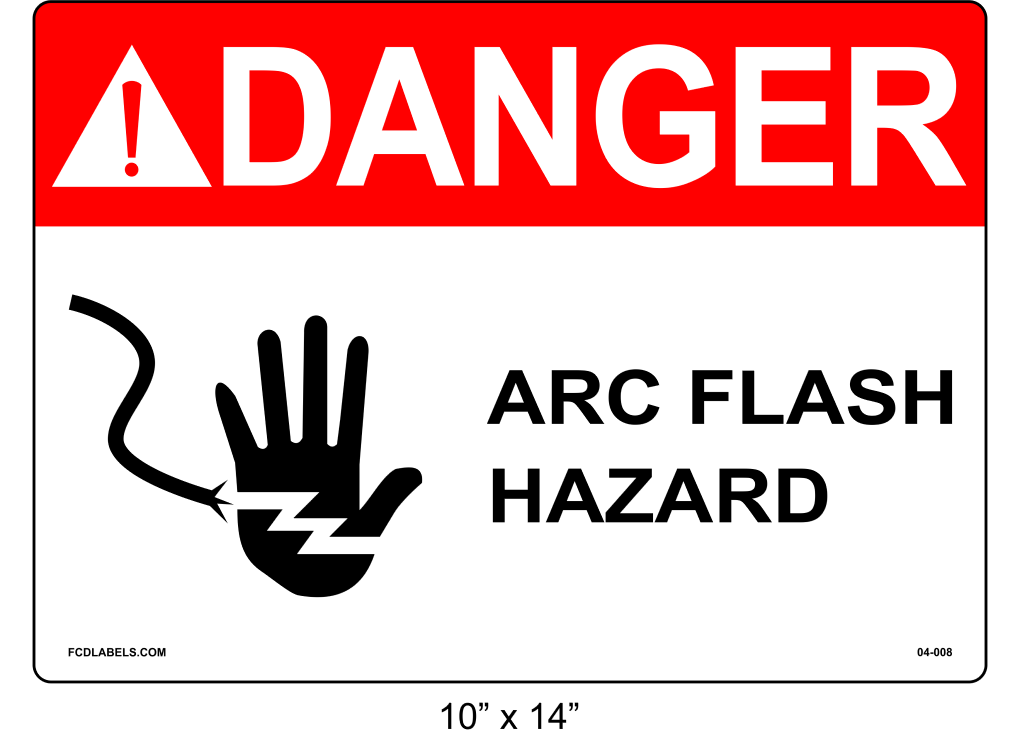 10" x 14" | ANSI Danger Arc Flash Hazard | Hand Symbol