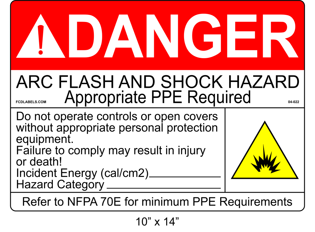 10" x 14" | Danger Do Not Operate Fill-Ins | ANSI Arc Flash Labels
