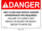 10" x 14" | Danger Refer to NFPA 70E | ANSI Label