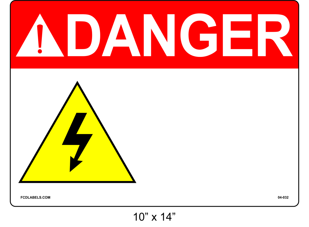 Custom 10" x 14" | ANSI Danger Label | Electrical Voltage