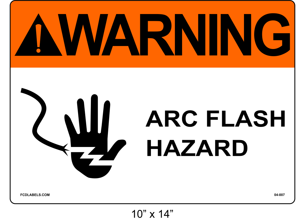 10" x 14" | ANSI Warning Arc Flash Hazard | Hand Symbol