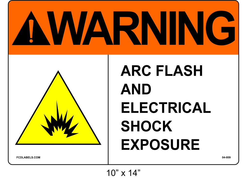 10" x 14" | ANSI Warning Arc Flash and Electrical Shock Exposure | Shock Symbol