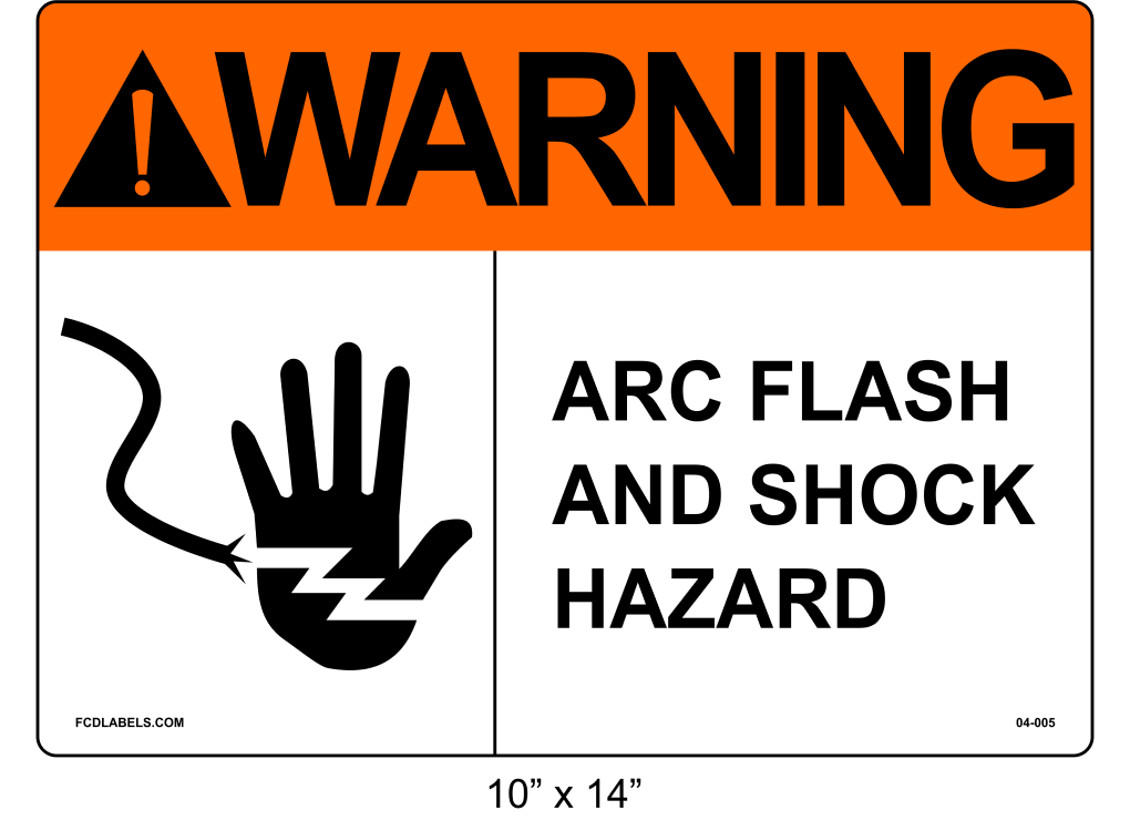 10" x 14" | ANSI Warning Arc Flash and Shock Hazard | Hand Symbol