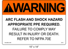 10" x 14" | Warning Refer to NFPA 70E | ANSI Label