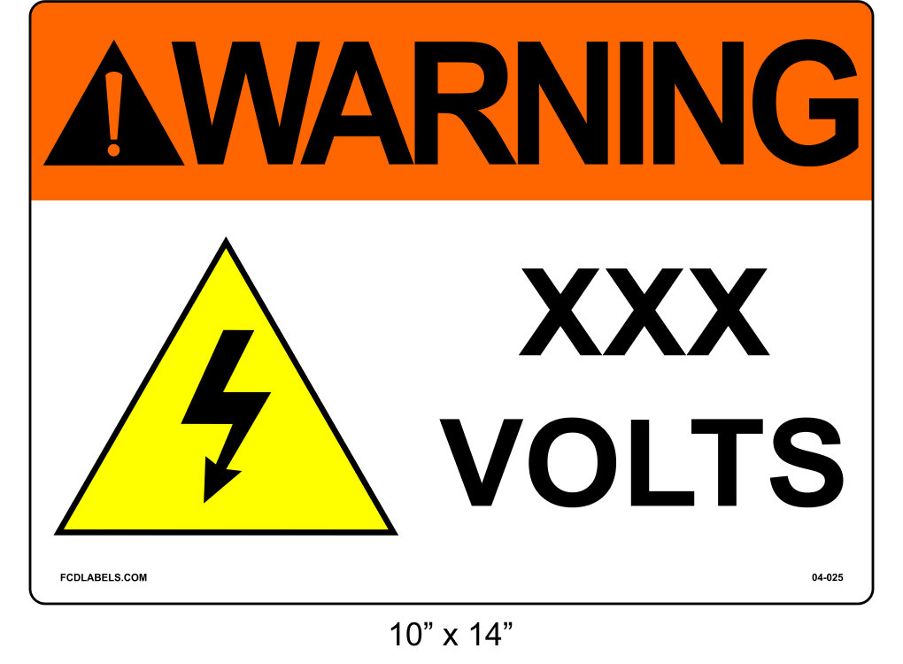 10" x 14" | Warning ___ Voltage | ANSI Labels