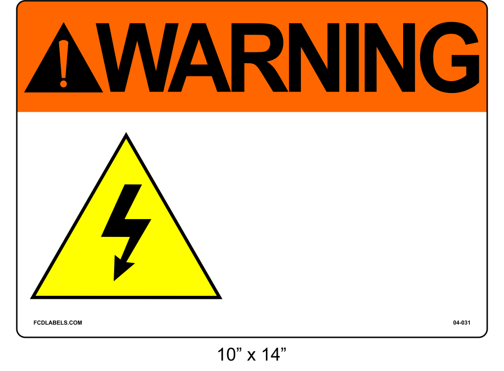 Custom 10" x 14" | ANSI Warning Label | Electrical Voltage