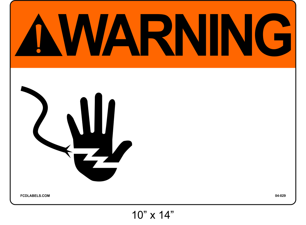 Custom 10" x 14" | ANSI Warning Label | Hand Symbol