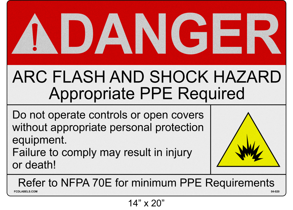 Reflective 14" x 20" | Danger Do Not Operate Controls | ANSI Arc Flash Labels