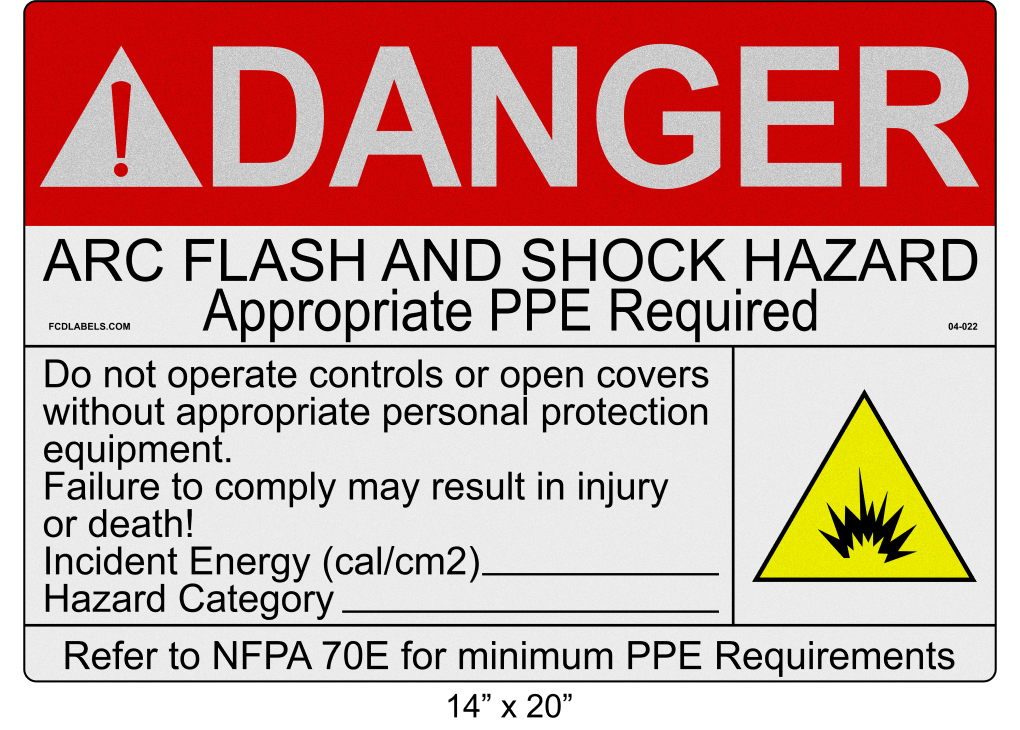 Reflective 14" x 20" | Danger Do Not Operate Fill-Ins | ANSI Arc Flash Labels