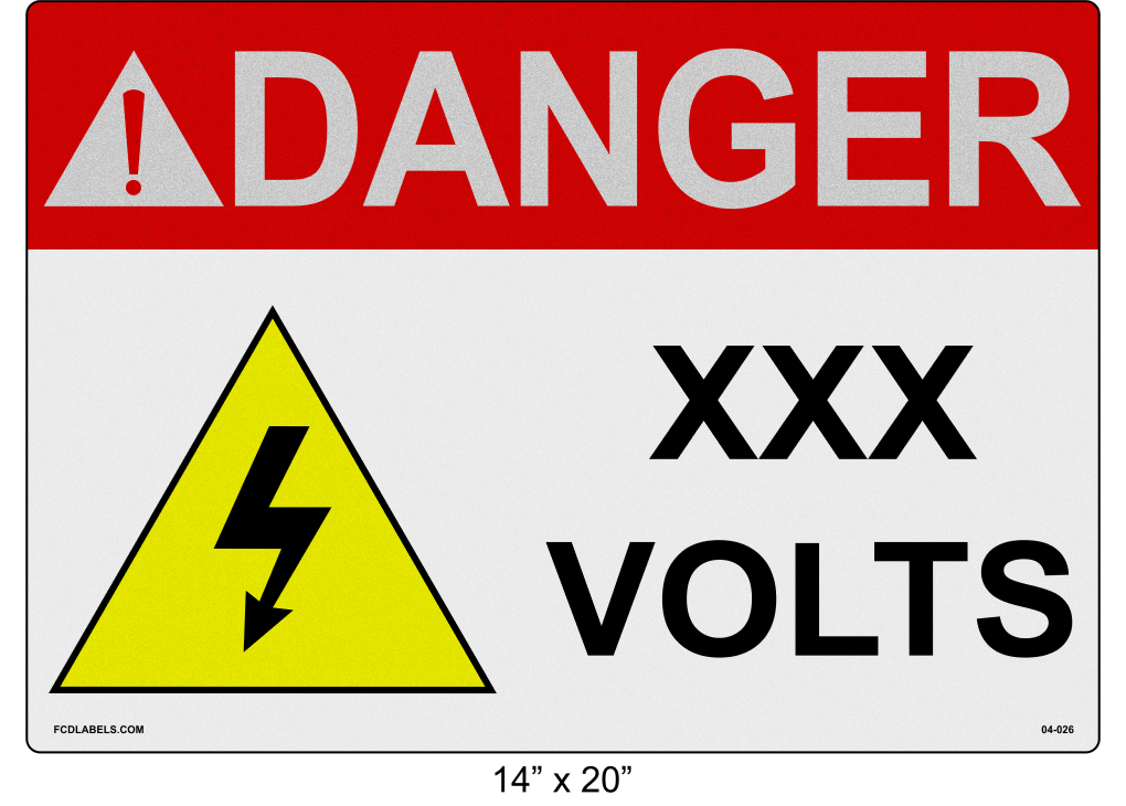 Reflective 14" x 20" | Danger ___ Voltage | ANSI Labels