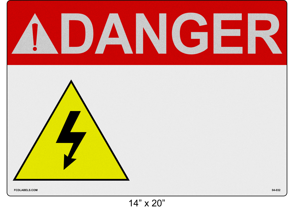 Custom Reflective 14" x 20" | ANSI Danger Label | Electrical Voltage