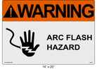 Reflective 14" x 20" | ANSI Warning Arc Flash Hazard | Hand Symbol