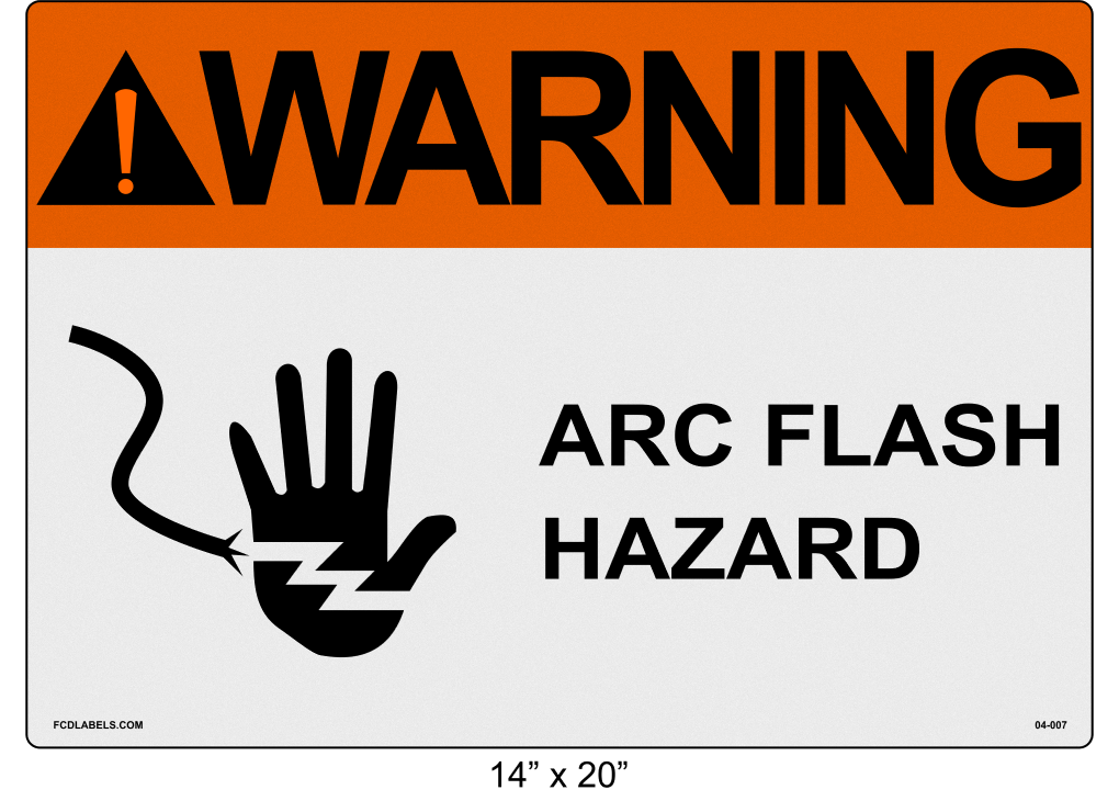 Reflective 14" x 20" | ANSI Warning Arc Flash Hazard | Hand Symbol