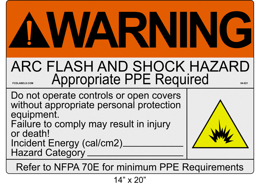 Reflective 14" x 20" | Warning Do Not Operate Fill-Ins | ANSI Arc Flash Labels