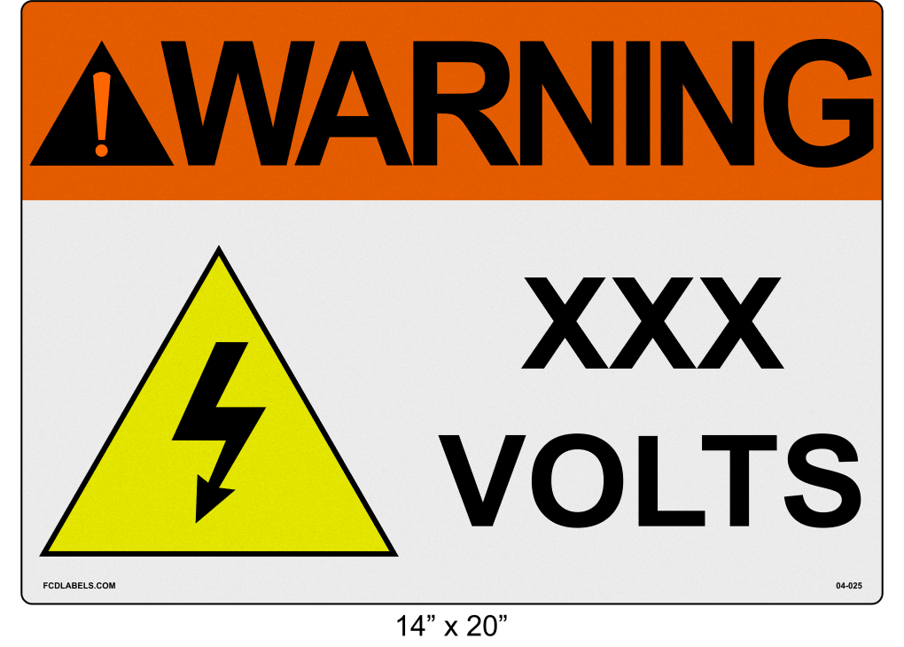 Reflective 14" x 20" | Warning ___ Voltage | ANSI Labels