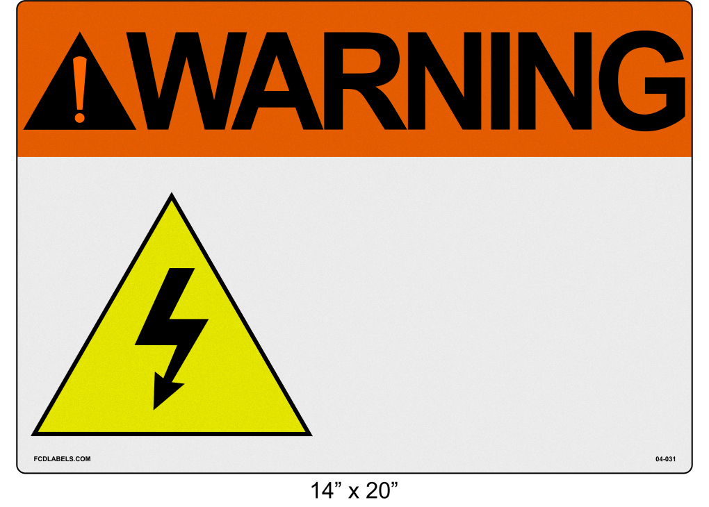 Custom Reflective 14" x 20" | ANSI Warning Label | Electrical Voltage