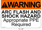 14" x 20" | ANSI Warning Arc Flash and Shock Hazard Appropriate PPE Required