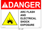 14" x 20" | ANSI Danger Arc Flash and Electrical Shock Exposure | Shock Symbol