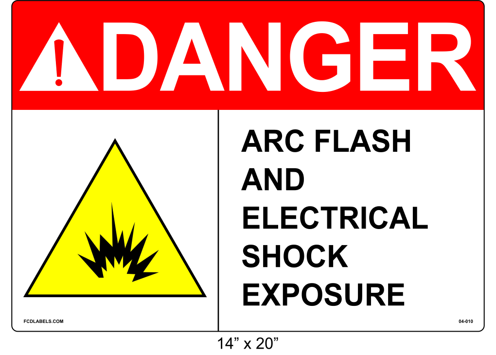 14" x 20" | ANSI Danger Arc Flash and Electrical Shock Exposure | Shock Symbol