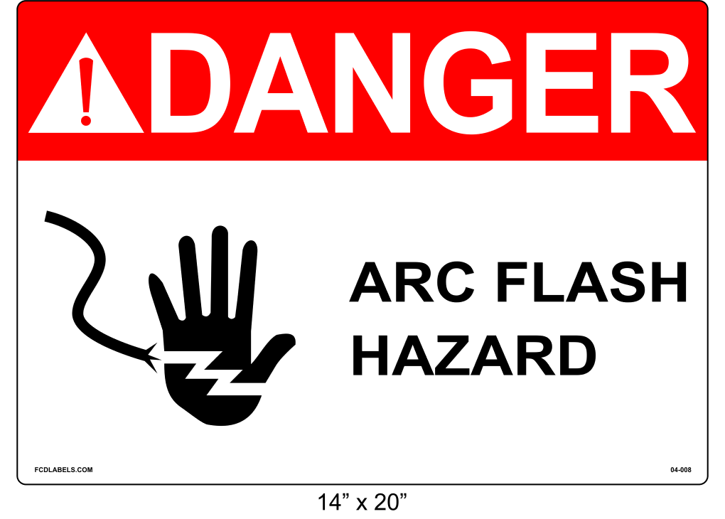 14" x 20" | ANSI Danger Arc Flash Hazard | Hand Symbol