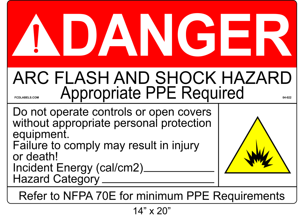 14" x 20" | Danger Do Not Operate Fill-Ins | ANSI Arc Flash Labels