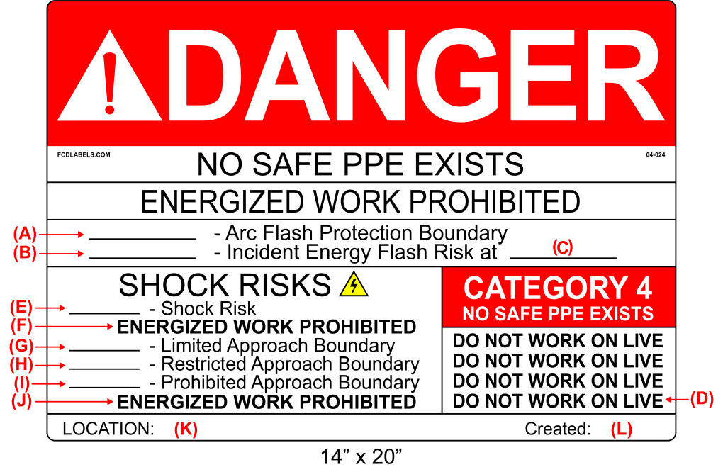 14" x 20" | Danger No Safe PPE Exists | Custom ANSI Labels