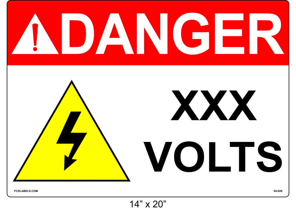 14" x 20" | Danger ___ Voltage | ANSI Labels