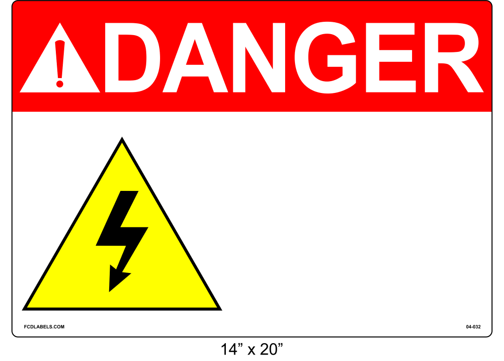 Custom 14" x 20" | ANSI Danger Label | Electrical Voltage