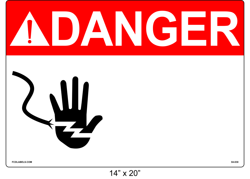 Custom 14" x 20" | ANSI Warning Label | Hand Symbol