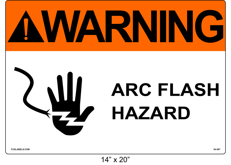 14" x 20" | ANSI Warning Arc Flash Hazard | Hand Symbol