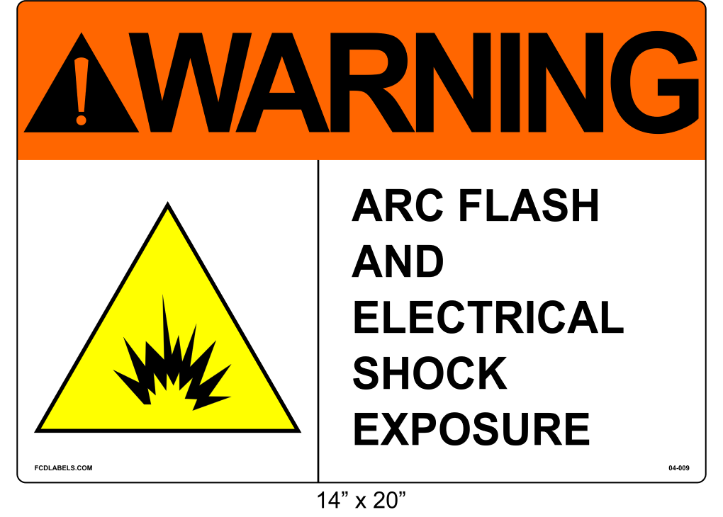 14" x 20" | ANSI Warning Arc Flash and Electrical Shock Exposure | Shock Symbol