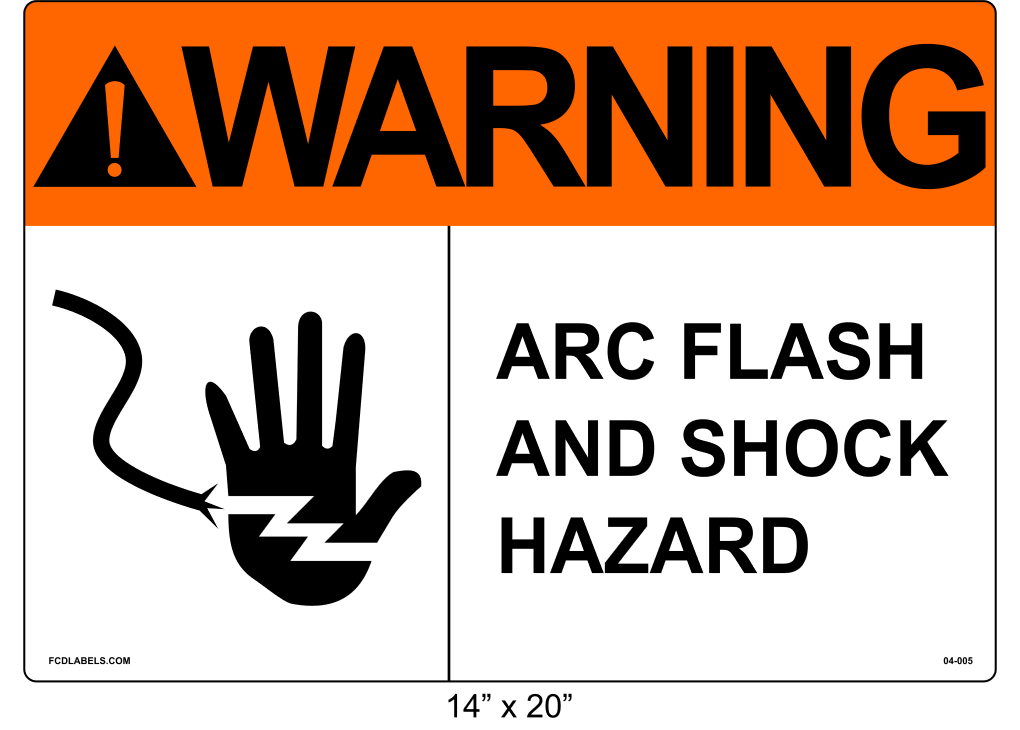14" x 20" | ANSI Warning Arc Flash and Shock Hazard | Hand Symbol
