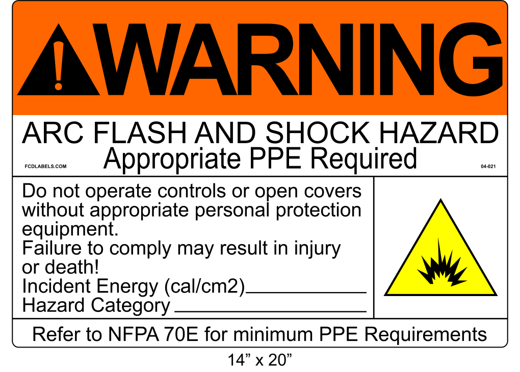 14" x 20" | Warning Do Not Operate Fill-Ins | ANSI Arc Flash Labels