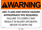 14" x 20" | Warning Refer to NFPA 70E | ANSI Label