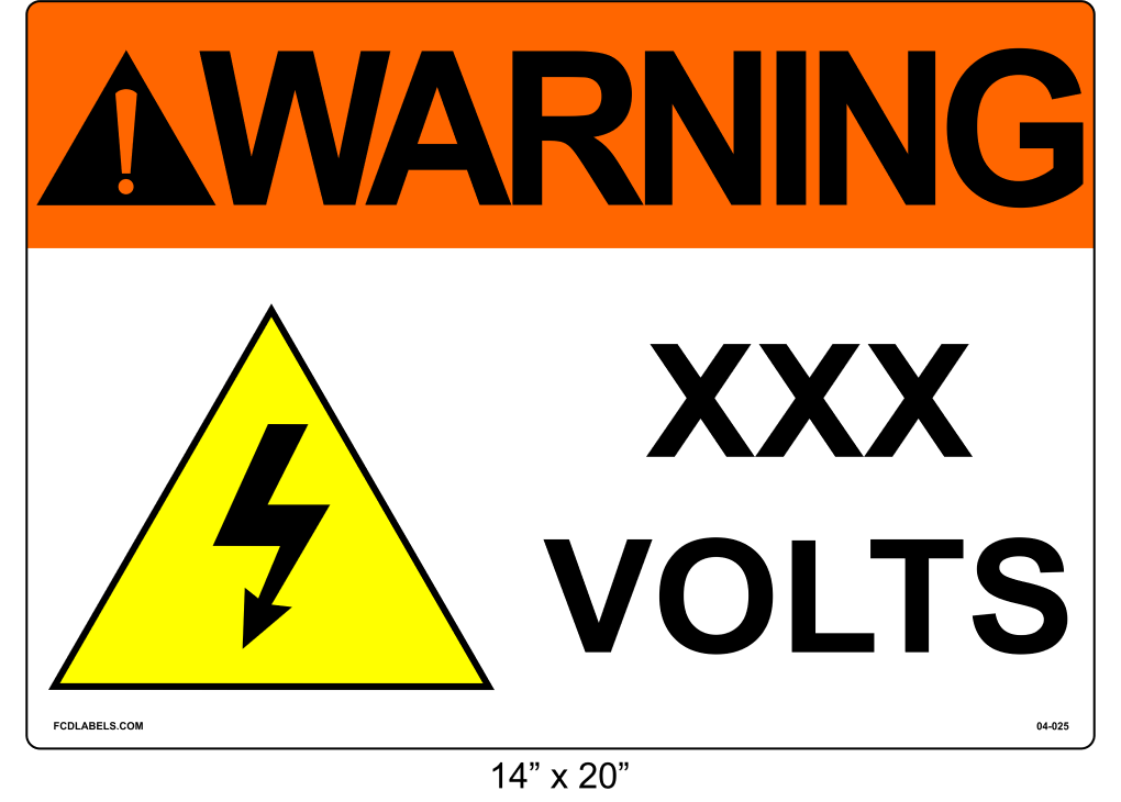 14" x 20" | Warning ___ Voltage | ANSI Labels