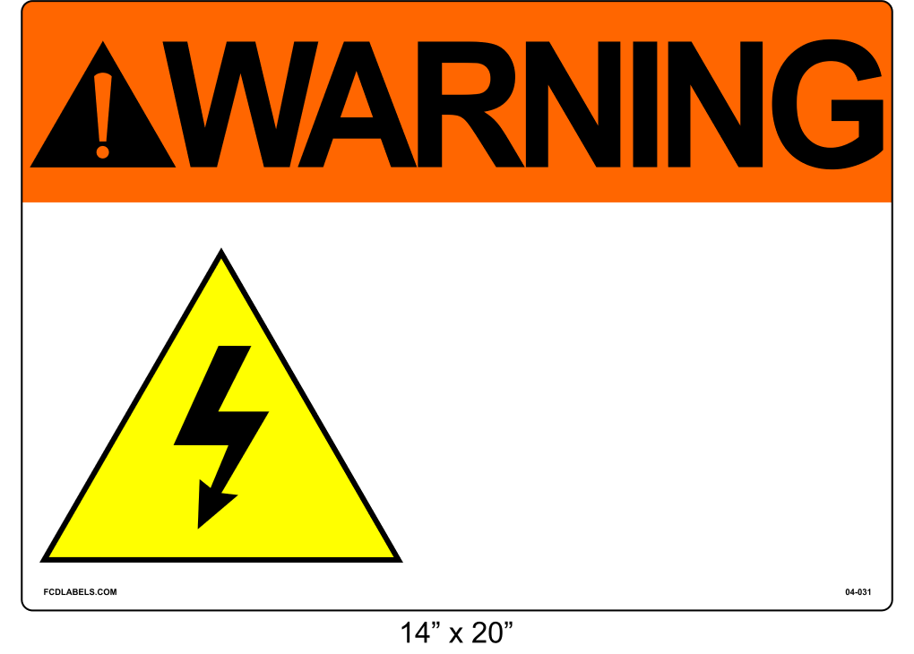 Custom 14" x 20" | ANSI Warning Label | Electrical Voltage