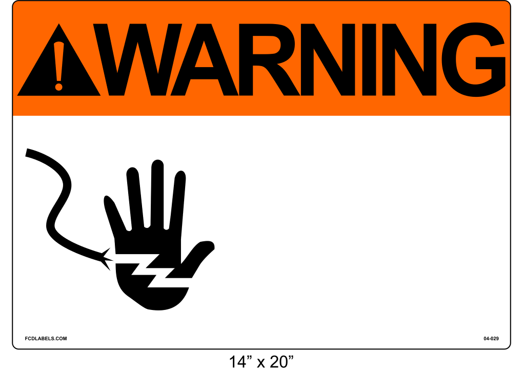 Custom 14" x 20" | ANSI Warning Label | Hand Symbol