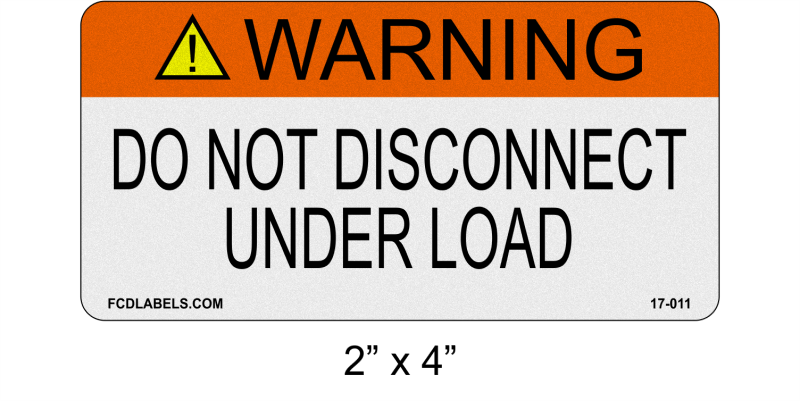 Reflective ANSI 2" x 4" | Do Not Disconnect Under Load | Solar Warning Labels 