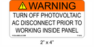 ANSI 2" x 4" | Turn Off Photovoltaic AC Disconnect | Solar Warning Labels