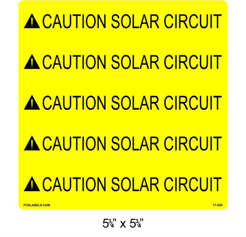 5.75" x 5.75" | Caution Solar Circuit | ANSI Caution Labels