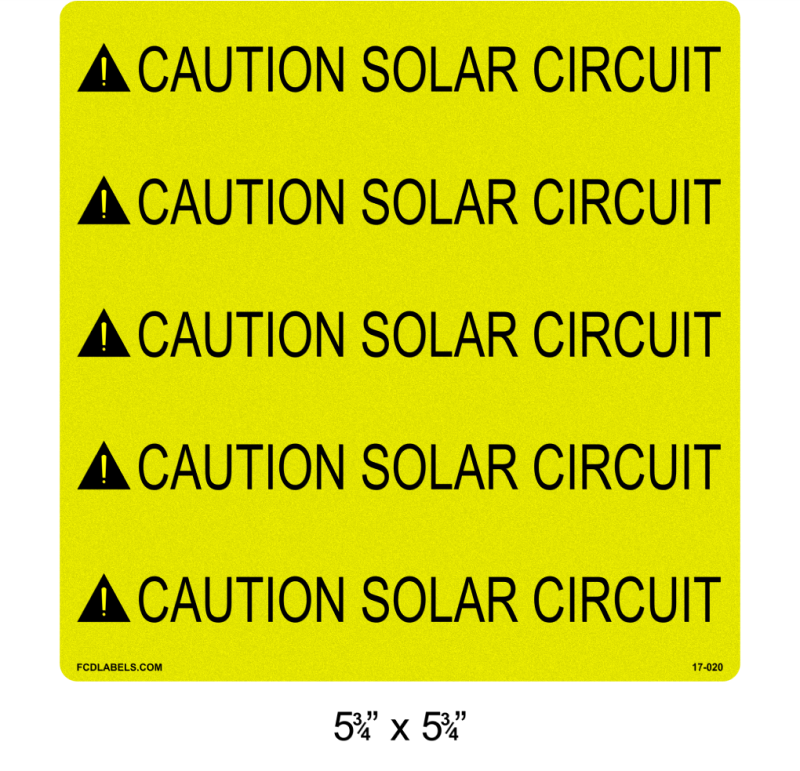 5.75" x 5.75" Reflective | Caution Solar Circuit | ANSI Caution Labels