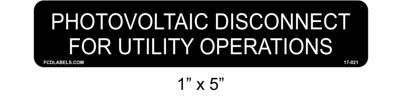 1" x 5" | Photovoltaic Disconnect For Utility Operations | Reflective PV Labels